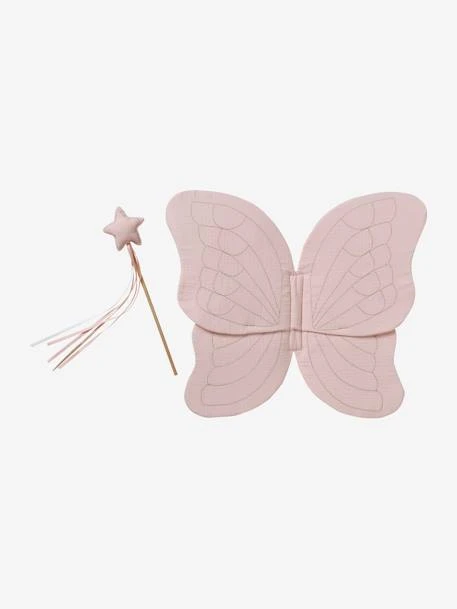 Ailes De Papillon En Gaze De Coton + Baguette Magique Rose - Vertbaudet 1 Ailes De Papillon En Gaze De Coton + Baguette Magique Rose - Vertbaudet