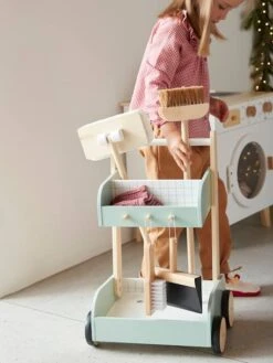 Chariot De Ménage En Bois FSC® Vert - Vertbaudet -Enfants Jeux Magasin chariot de menage en bois fsc 1