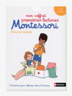 Coffret éducatif Premières Lectures Montessori NATHAN - Mina Est Malade, Niveau 1 Blanc - Nathan