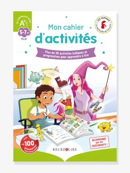 Mon Cahier D'Activités - Je Commence à Lire Avec Les Alphas - RÉCRÉALIRE Blanc Et Vert - Recrealire 1 Mon Cahier D'Activités - Je Commence à Lire Avec Les Alphas - RÉCRÉALIRE Blanc Et Vert - Recrealire