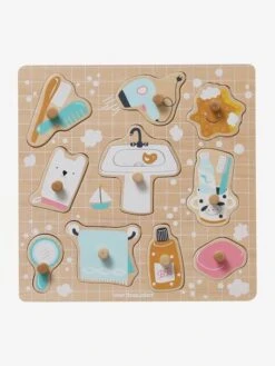 Puzzle Bouton Salle De Bain En Bois FSC® Multicolore - Vertbaudet